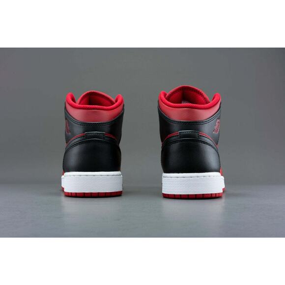 Air Jordan 1 Mid GS Shoes Reverse Bred Black Red Sneakers 554725 660 - SIZE 6.5Y